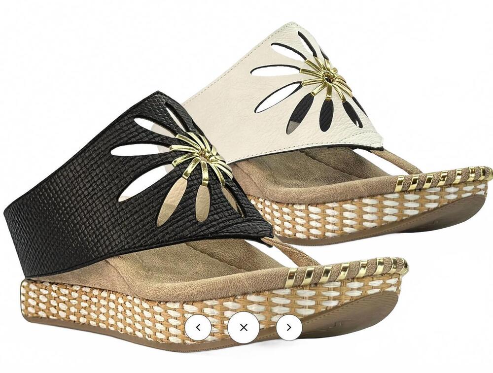 NEW MODZORI women's flora mid wedge reversible sandal in black/bone